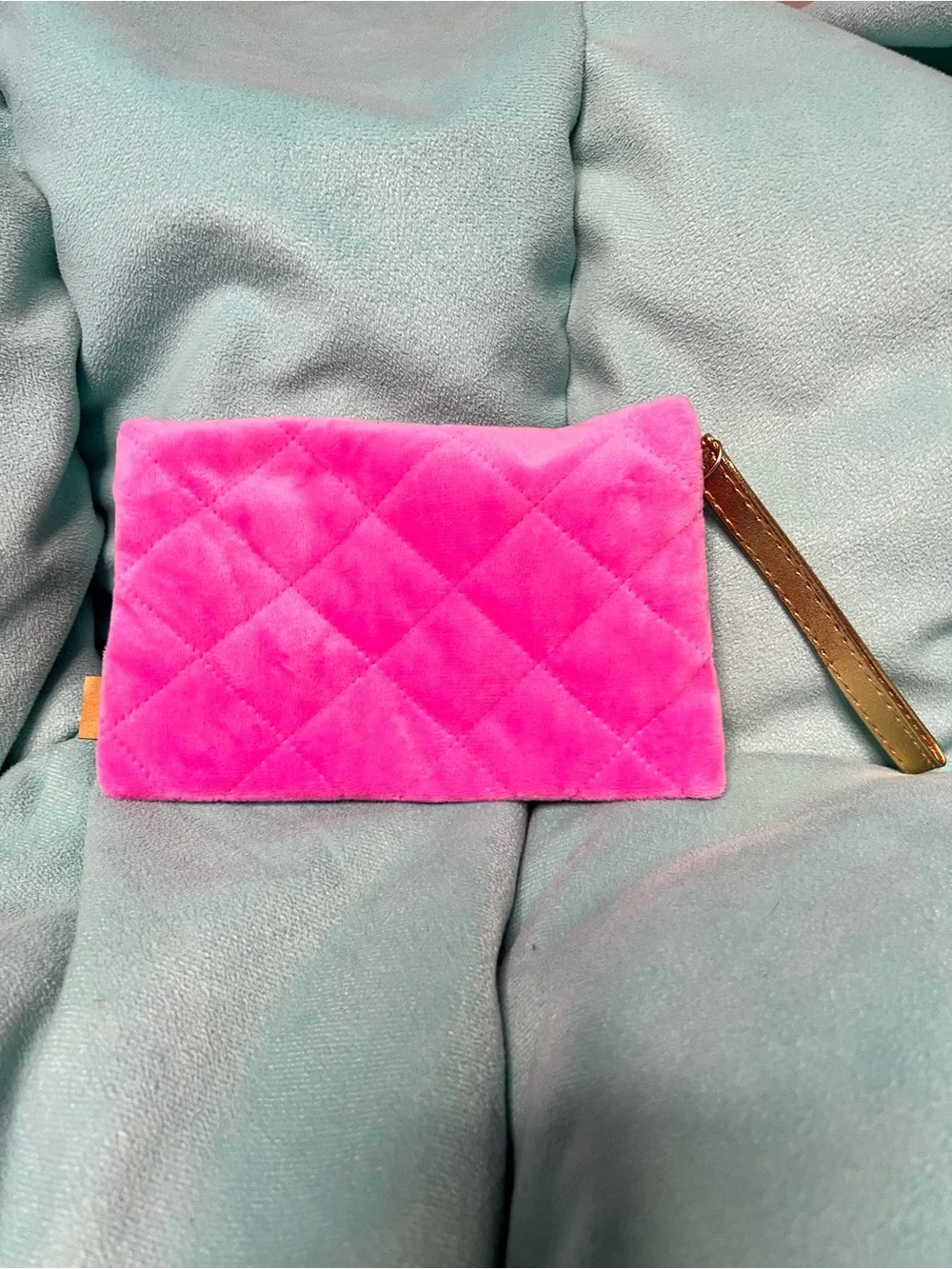ipsy Pink Glitter, Green Glitter & Teal Patterned Cosmetic Pouch Trio
